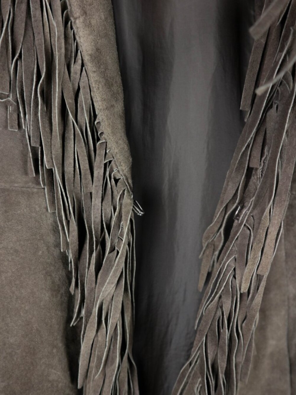 B Lucid fringed Brown Western Long Leather Suede Jacket Duster Fringe Coat XS - Picture 8 of 12